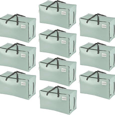 VENO 10 Pack Moving Bags and Large Christmas Decoration Storage Bins with lids. Alternative to Moving Boxes, Packing Supplies for College. Heavy Duty Totes (Shiny Light Green, 10 Pack)