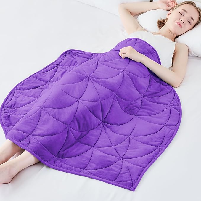 Weighted Lap Blanket 7 lbs for Adults, Luxury Soft Small Weighted Blanket, Compact Portable Weighted Lap Pad for Relaxation, Sleeping, Travel, All-Season Use, Deep Purple, 40" x 52"