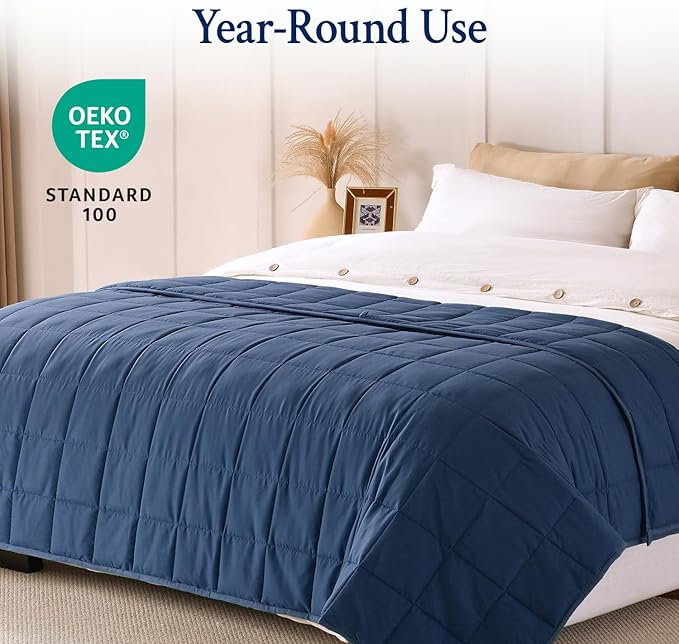 Topblan Weighted Blanket for Adults 12lbs, Soft Cooling Breathable Weighted Throw for Sleeping, Washable Heavy Blanket with Glass Beads for Winter, Sofa Bed, 48"x72" Twin Size