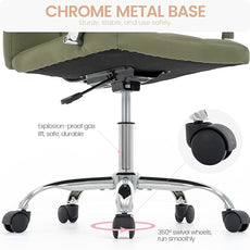 High Back Desk Chair, Modern PU Leather Home Office Task Chair with Arms, Adjustable Swivel Computer Executive Chair with Wheels (Olive Green)