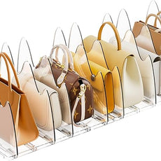 Bag & Purse Organizer for Closet, 2 Pack Adjustable Clear Handbag Storage Holder, Acrylic Shelf Dividers for Closet Organizers and Storage - Keep Carteras & Pocketbook Upright