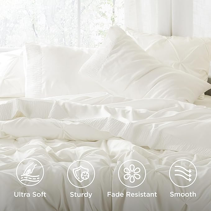 Bedsure Twin XL Sheet Sets Dorm Bedding - 3 Pieces Soft Extra Long Twin Sheets, Hotel Luxury, Easy Care Microfiber for Women, Men, Ivory