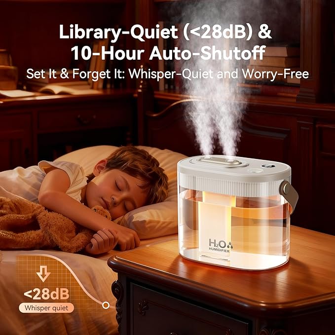 DIGIX Rechargeable Portable Humidifier-Smart Display,Night Light,Easy Clean,1.4L Small Humidifiers for Bedroom Baby, Personal Mini Humidifier for Travel Home Plants,3 Mist Modes, Auto Shut-Off (White)