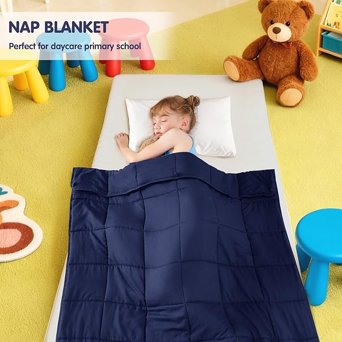 yescool Navy Weighted Blanket 7 Pounds Cooling Weighted Lap Blanket, Heavy Blanket for Sleeping, Weighted Throw Blanket Gift for 60-80lbs, 40"x60"