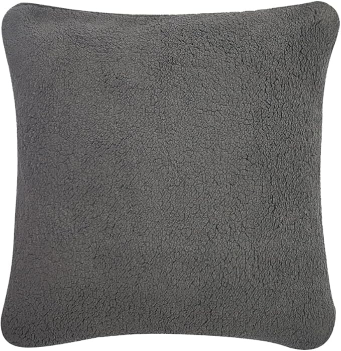 Reafort Ultra Soft Sherpa Euro Sham Pillow Case 26"x26" Replacement with Zipper Closure (Charcoal Grey, 26"x26" Euro Sham)