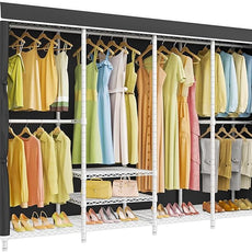 VIPEK V40C Plus Large Covered Clothes Rack for Hanging Clothes, Heavy Duty Clothing Rack Portable Wardrobe Closet White Metal Closet Rack with Black Oxford Fabric Cover, Max Load 1300lbs