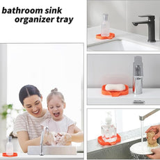 Silicone Bathroom Soap Dishes with Drain Spout-Bathroom and Kitchen Sink Organizer,Sponge Holder,Dish Soap Tray,Perfect for Dispenser,Scrubber,Bottle,Cup on Sink or Counter-Orange 4.9