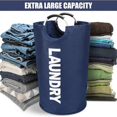 DOKEHOM 125L X-Large Collapsible Washing Laundry Basket Bag (7 Colors) for Bedroom, Fabric (Dark Blue, XL)