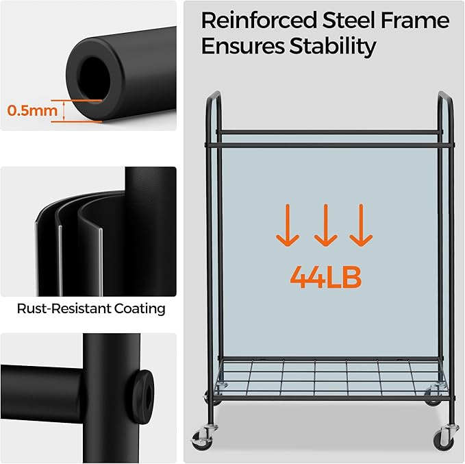 Laundry Hamper with Wheels, 90L Laundry Basket with Handle, Laundry Sorter with Removable Liner Bag
