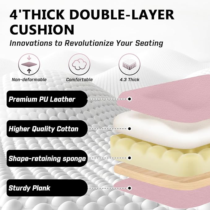 400lbs Office Chair with Foot Rest, Ergonomic Big and Tall Office Chair with Adjustable Headrest, High Back PU Leather Computer Chair,Comfy Heavy Duty Office Desk Chair (Classic Pink)
