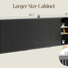 Fluted Buffet Cabinet Sideboard with Storage,Wooden Credenza with 2 Doors&Adjustable Shelve, Modern Accent Cabinets Coffee Bar Bookcase for Living Room,Kitchen Dining Room Entryway 15