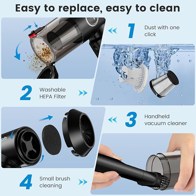 Cordless Car Vacuum Cleaner with Removable Battery as 35W Power Bank, 6-in-1 Handheld Vacuum Blower Set,18000PA Mini Vacuum Cleaner 6000mAH with Brushless Motor for Car Home Pet Cleaning