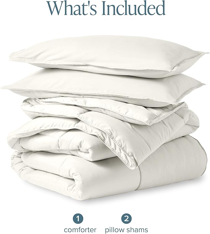 Bare Home Comforter Set - Full Size - Ultra-Soft - Goose Down Alternative - Premium 1800 Series - All Season Warmth (Full, Cream)