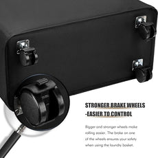 DOKEHOM 25-Inches Slim Laundry Basket on Wheels, Collapsible Rolling Laundry Hamper, Foldable Narrow Corner Clothes Storage Bins (Black)