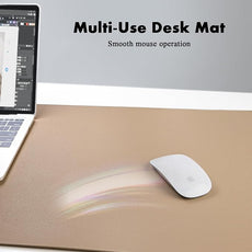 YSAGi Double-Sided Desk Pad, Leather Desk Mat, Eco Cork Desk Pad Protector, Large Mouse Pad for Desk, Waterproof Desk Blotter Pad, Writing Pad for Office/Home(23.6