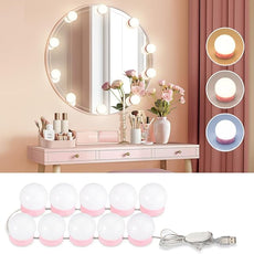 Consciot LED Vanity Lights for Mirror, Hollywood Style Vanity Light with 10 Dimmable Bulbs, Adjustable Color & Brightness, USB Cable, Mirrors Lights Stick on for Makeup Table Dressing Room Mirror