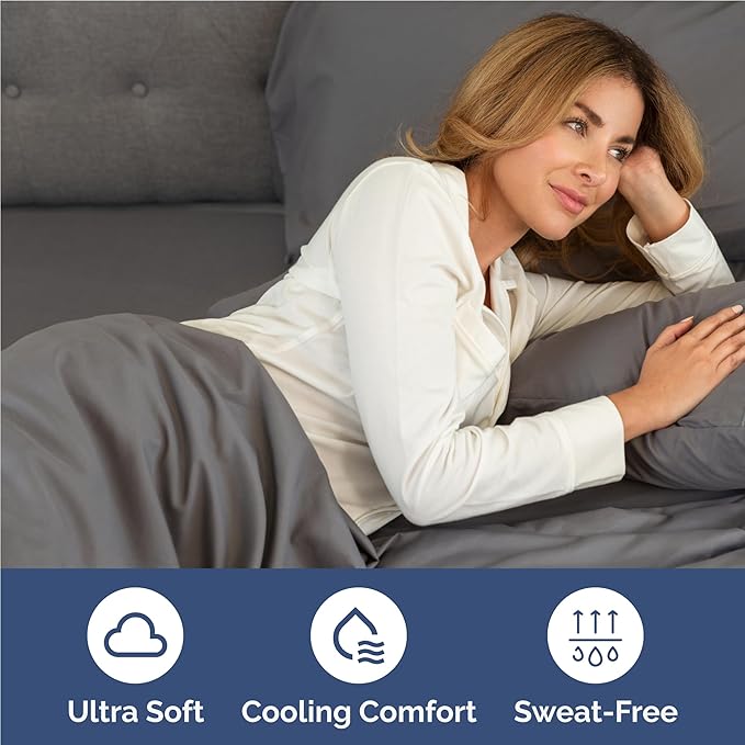 Twin XL 4 Piece Sheet Set - Cooling & Breathable Bed Sheets - Hotel Luxury Bed Sheets for Women, Men, Kids & Teens - Bedding w/Deep Pockets & Easy Fit - Soft & Wrinkle Free - Twin XL Dark Grey Sheets