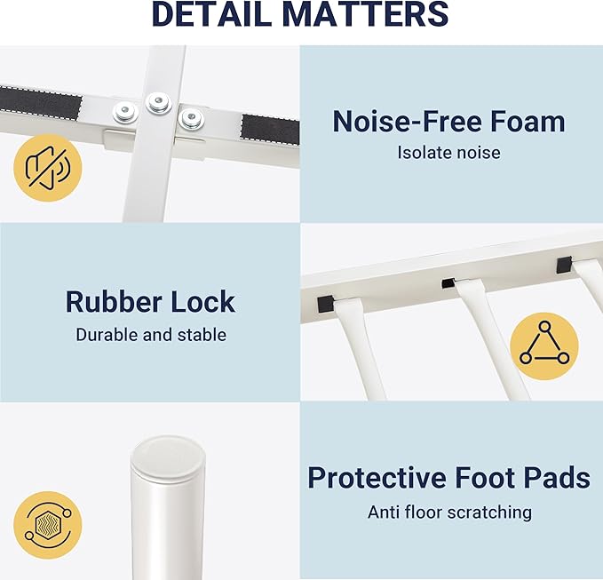 Allewie 14 Inch King Size Metal Platform Bed Frame with Victorian Vintage Headboard and Footboard/Mattress Foundation/Under Bed Storage/No Box Spring Needed/Easy Assembly/Noise Free/White