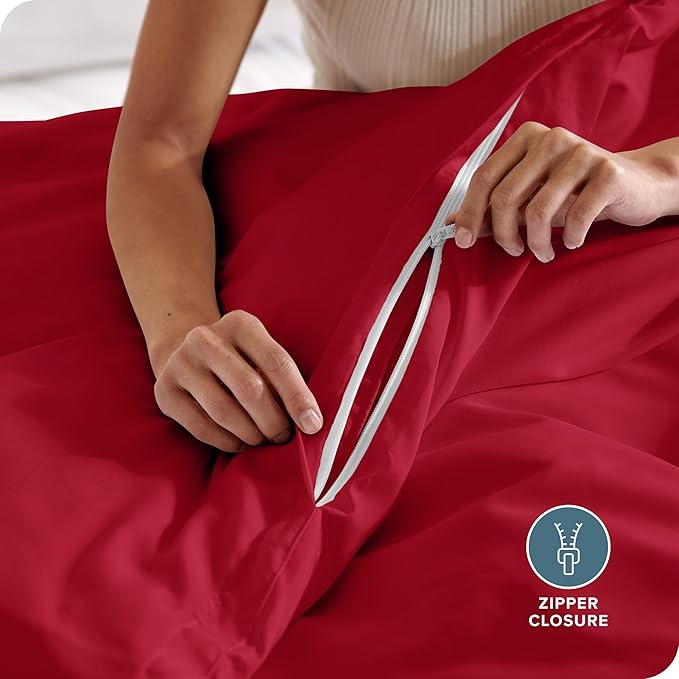 Bare Home Bedding Duvet Cover Extra Long Size - Premium 1800 Super Soft Collection - Lightweight, Cooling Duvet Cover - Soft Breathable Bedding (Twin/Twin XL, Red)