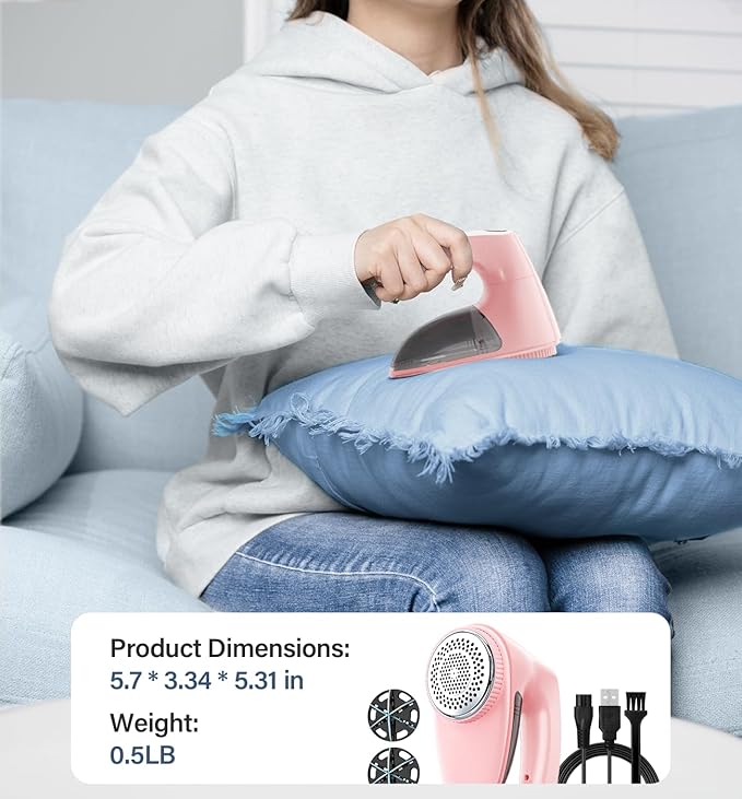 Bymore Fabric Shaver, Lint Shaver for Clothing Furniture Shaver, Sweater Defuzzer Pill Remover Shaver, Lint Remover for Clothing Fuzz-Pink