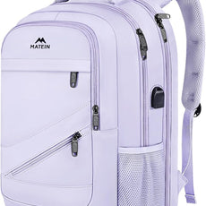 MATEIN Extra Large Laptop Backpack for Women, 50 L TSA Carry On with Multiple Organized Pockets, Anti Theft Water Resistant Travel Laptop Backpack Fits 18.4 In Computer, Light Purple