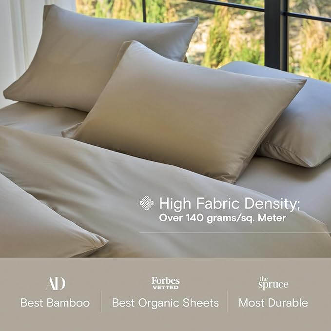 DOZ Duvet Cover Set, 100% Viscose derived from Bamboo, Organically Grown, Buttery Soft, Cooling Duvet Covers, High GSM, 1 Duvet Cover and 2 Pillowcases, 90"x90" (Fog, Full/Queen)