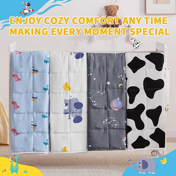 anfie Weighted Blanket Kids (36"x48" 5lbs) Weighted Blanket Cooling Blanket for Sleeping,Throw Size Breathable Blanket with Premium Glass Bead(White Cow)