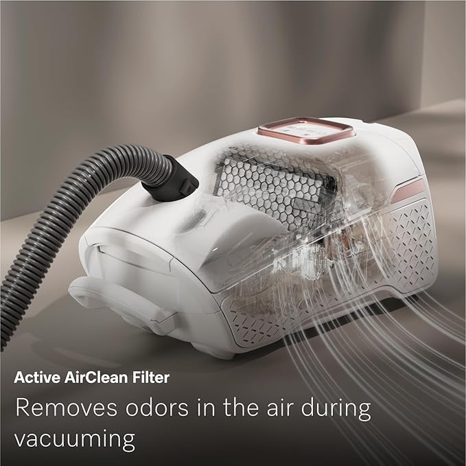 New Miele Guard L1 Cat & Dog Bagged Canister Vacuum for Pet Owners with Odor-Reducing Active AirClean Filter, TurboTeQ Floorhead, and AllTeQ Universal Floorhead, in Obsidian Black/Rose Gold