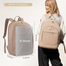 LOVEVOOK 17.3 Inch Laptop Backpack for Women - Work/Business Computer Backpack Purse, Large Capacity Casual Daypack, Travel Bag for Lawyer, Doctor, Teacher, Classic Khaki