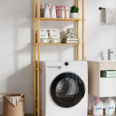 Kitsure Over The Toilet Shelf - 3-Tier Bamboo Bathroom Organizers and Storage with Paper Holder, Over Toilet Bathroom Organizer with Wall Anchor for Balcony, Laundry, Natural, 3 Tiers (63