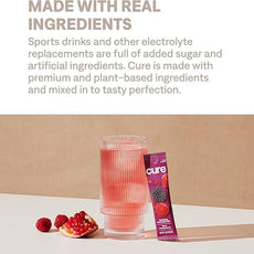 Cure Hydration | Plant-Based Electrolyte Drink Mix | No Added Sugar | FSA-HSA | Dehydration Relief Powder Made with Coconut Water | Non-GMO | Vegan | 28 Servings Jar - Berry Pomegranate
