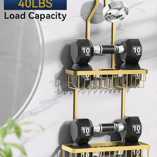 YASONIC Shower Caddy Hanging, Never Rust Shower Organizer Hanging, Aluminum Shower Racks for Inside Shower with Hooks for Razor, Bathroom Organizers and Storage with Soap Holder, Gold