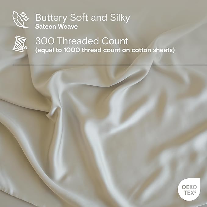 DOZ Duvet Cover Set, 100% Viscose derived from Bamboo, Organically Grown, Buttery Soft, Cooling Duvet Covers, High GSM, 1 Duvet Cover and 2 Pillowcases, 90"x90" (Sand, Full/Queen)