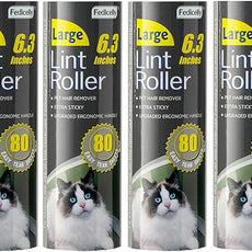 Fedicelly Large Lint Rollers Pet Hair Extra Sticky Refills,Mega Value Set 6.3 inches Wider with 320 Sheets for Cat and Dog Hair Removal,80 Sheets Per Roller