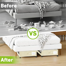 Beborxue Under Bed Storage with Wheels, 2-Pack Under the Bed Storage Containers with Lids, XXL 60L Under Bed Shoes Storage Organizer Bins, Rolling Underbed Storage for Clothes, Shoes, Blankets (Beige)