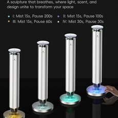 Waterless Scent Diffuser Starter Kit - 1500 Sq Ft Coverage, Alloy Atomization System,Mood Light,Smart Rechargeable Hotel Scent Diffuser, Including 120ml Essential Oil, for Home,Large Room,Spa,Silver