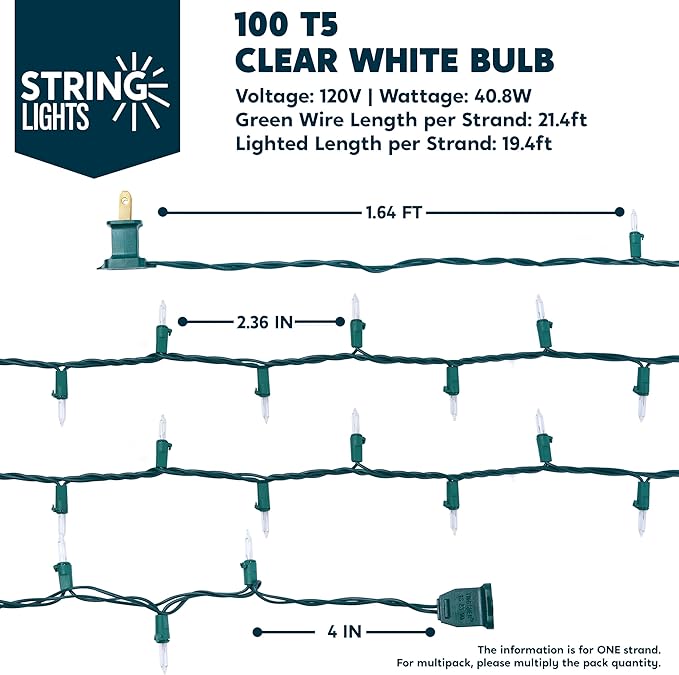 Joiedomi Clear Christmas String Lights Indoor,400(4x100) Mini White Fairy Light,85.6 FT Lighting Decor for Patio Dorm Classroom Bedroom Holiday Wedding Party Garland Birthday Festival,Green Wire