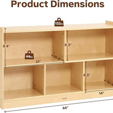 Toy Storage Organizer for Kids Room, Wooden Kids Bookshelf for Classroom, Cube Storage Organizer for Playroom, 5-Section Montessori Bookshelf & Toy Shelf for Nursery