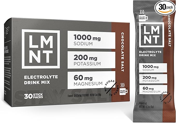 LMNT Zero Sugar Hot Chocolate or Coffee Mixer - Chocolate Salt | Drink Mix | 30-Count