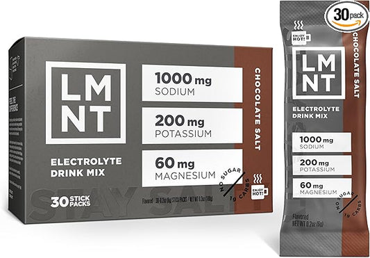 LMNT Zero Sugar Hot Chocolate or Coffee Mixer - Chocolate Salt | Drink Mix | 30-Count
