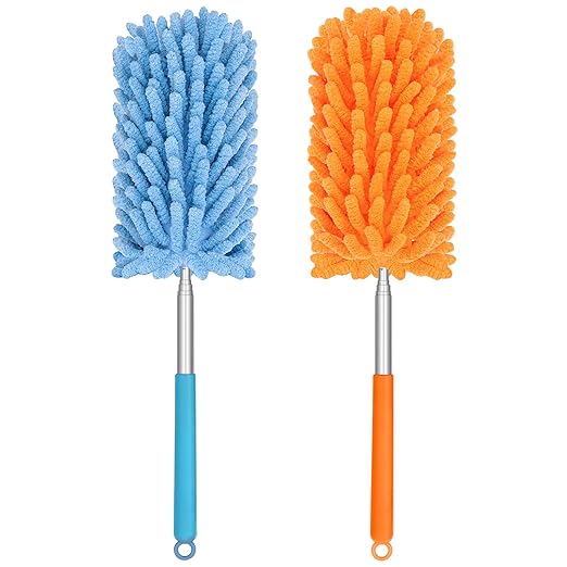Mini Duster for Cleaning, 360° Bendable Hand Dusters with Extension Pole, Washable Small Duster for Car Interior, Office, Furniture