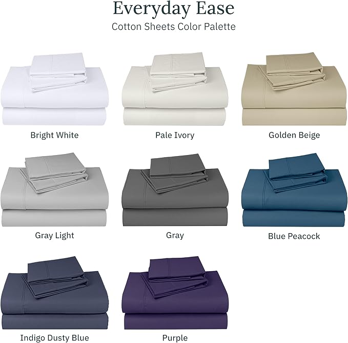 California Design Den 6 Piece King Size Sheets Set with 4 Pillowcases - Soft 400 Thread Count Sateen, 100% Cotton Sheets King Size with Deep Pockets, Durable Bedding Set - Beige (Golden Tone)