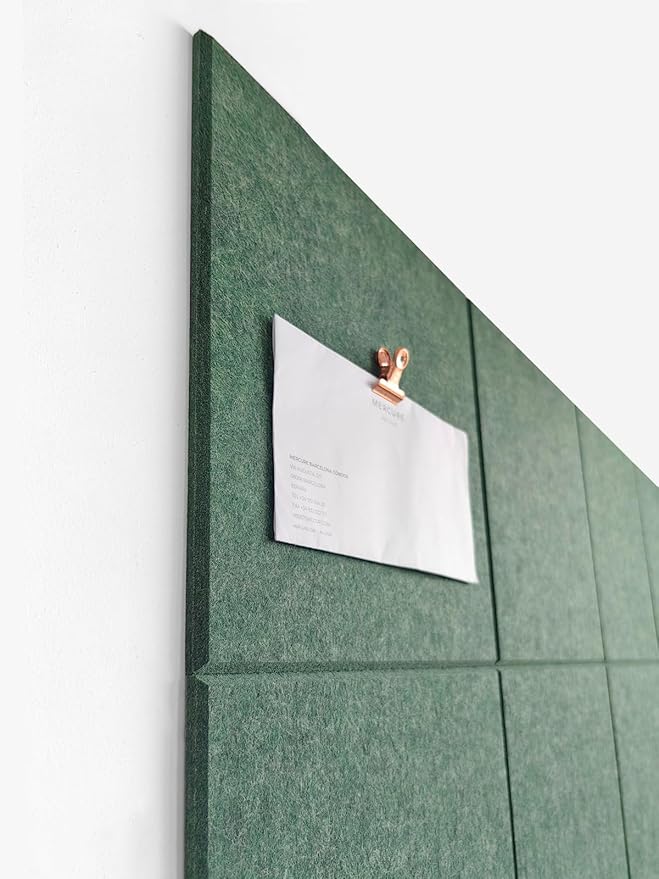 Green Cork Board Alternative | Giant Pin Board Notice Board | Felt Bulletin Board for Office, Home & Classroom | Green Office & School Supplies | Felt Wall Tiles (12-Pack) | Tree
