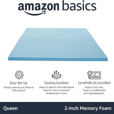 Amazon Basics Queen Mattress Topper, Cooling Gel-Infused, CertiPUR-US Certified, 2 inches, Blue