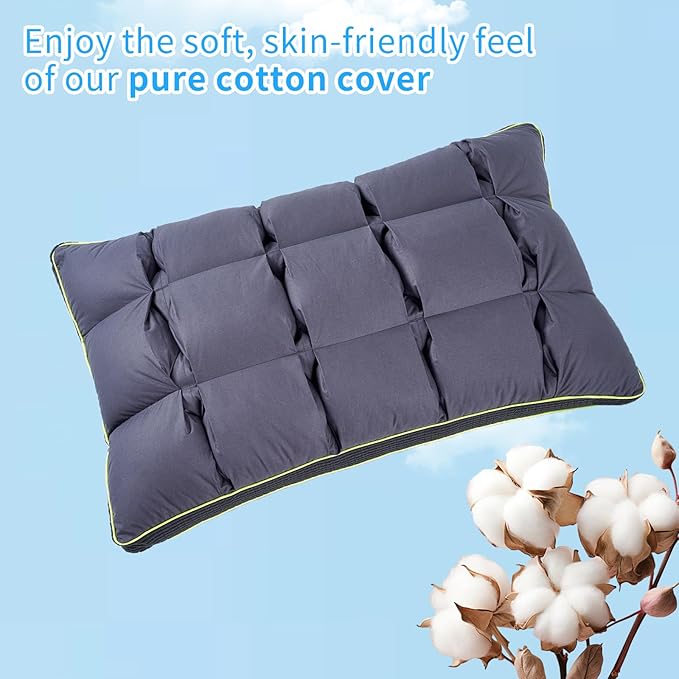 YOUR MOON Soft Pillow King Size of 2 for Sleeping, Super Soft Support Down Alternative Pillow, 100% Cotton Shell Luxury Comfy Fluffy Bed Pillows for Sleep(Gray)