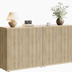 Fluted Buffet Cabinet Sideboard with Storage,Wooden Credenza with 2 Doors&Adjustable Shelve, Modern Accent Cabinets Coffee Bar Bookcase for Living Room,Kitchen Dining Room Entryway 15