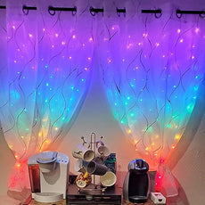 Honche 300Led Cuttable Curtain String Lights 10x10ft with Remote Window Lights for Bedroom Wedding Party Festive Season Propose Marriage WindowChristmas Decoration(Rainbow 7 Colors)