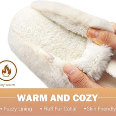 KuaiLu Womens Fluff Dual Memory Foam Slippers Ladies Cozy Arch Support Warm Scuff Slippers Slip on Comfy Winter House Shoes with Non-Slip Indoor Outdoor Hard Sole