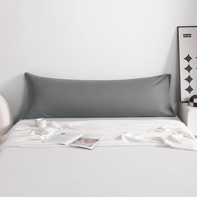 NTBAY Cotton Body Pillowcase - Envelope Closure 20x54 Pillowcase, Breathable and Soft Bed Pillow Case, Grey
