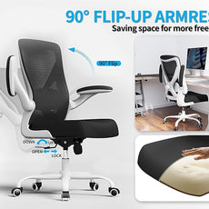 Ergonomic Office Chair - Computer Desk Chairs Comfy, Mesh High-Back Gaming Chair with Adjustable Lumbar Support, Executive Task Chair for Adults, Comfortable for Long Hours (White Black)